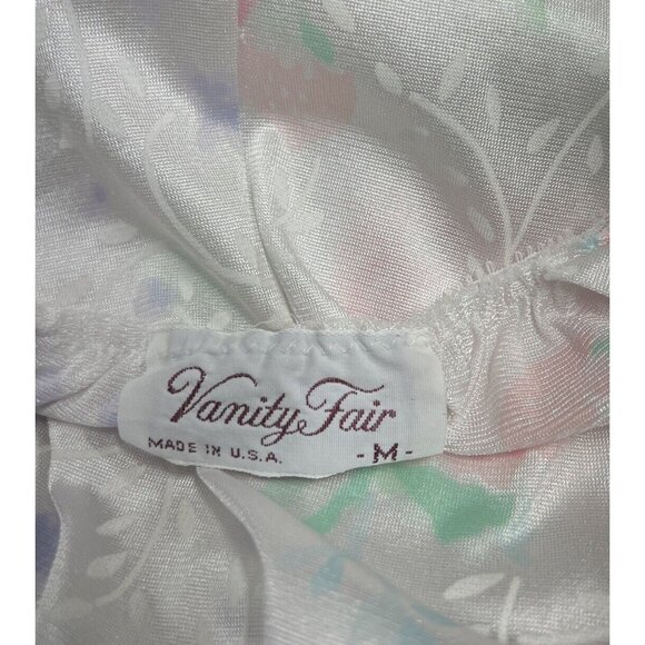 Vanity Fair Vintage Ivory White And Pink Floral Lacy Sleeveless NightGown Size M - Picture 4 of 12